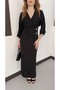 Aerobin Fabric Double Breasted Collar Slit Buttoned Belt Detailed Dress - 7