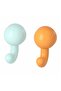 HUMLESJÖN Hook with suction cup, orange/turquoise, 12 x 8 cm