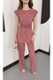 Pleated Satin Tie-Detail Blouse with Lining and Shoulder Pads, Top and Bottom Set - 7