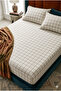 Cream Kare Ranfors Cotton Elastic Bed Sheet 160X200 180X200 - 4