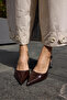 Palerzo Women's Brown Leather Heel-Strapped Slingback Shoes - 3