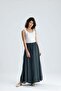 Anthracite Tencel Fabric Long Lined Skirt with Reverse Stitching Detail 31045 - 8