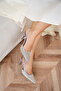 İnzagi Women's Silver Heeled Shoes with Stone Work Detail - 7