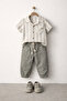Boys' 2-Piece Set Striped Patterned Linen Shirt Casual Pants for Holidays and Special Occasions
