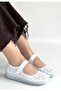 Sina White Leather Velcro Ballerina Shoes - 3