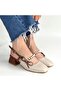 Ceyda Beige Skin Tan Detailed Heeled Shoes - 4