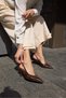 Si̇nora Women's Brown Croco Detail Slingback Heel Shoes - 7
