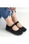 Sina Black Leather Velcro Ballerina Shoes - 4