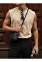 Men's Oversize Zero Sleeve T-Shirt Wide Shoulder Cut Loose Basic Undershirt Cotton Comfortable Fit T-Shirt - 2