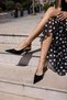 Si̇nora Women's Black Croco Slingback Heel Shoes - 5