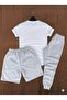 3-Piece T-Shirt Shorts Tracksuit Set Without Print - 2