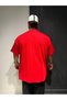 Crescent Star Large Size Crew Neck Red 100% Cotton Short Sleeve T-Shirt - 3