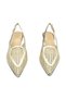 Genuine Leather Knitted Detailed Heeled Shoes Z4500 Gold (Knitted Gold) - 3