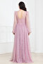 Bale Detailed Long Lace Evening Dress - Pudra - 7