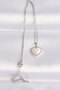 316L Steel Chain Silver Color White Stone Curved Heart Necklace - 2
