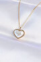 316L Steel Chain Gold Color White Stone Bubble Heart Necklace