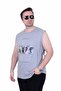 Large Size Printed Sleeveless T-Shirt Hope 26124 Gray Melange