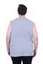 Large Size Printed Sleeveless T-Shirt Miami Beach 26126 Gray Melange - 3