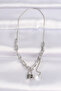 316L Steel Chain Silver Color Chain with Love Written Lock Necklace - 2