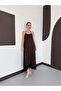 Lace Detailed Satin Dress - Brown |   D3022 - Coffee - 3