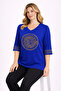 Women's Plus Size Cobalt Blue, Stone Detailed Tunic 65N32428 - 4