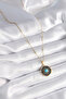 316L Steel Gold Color Blue Bead Sun Engraving Medallion Model Women's Necklace