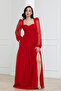 Bale Detailed Long Lace Evening Dress - Red - 5
