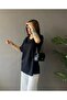 Kadın Siyah V Yaka Basic Tshirt - 3