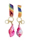 Pink Marble Patterned Seashell Keychain – Stylish Bag Accessory with Hologram Strap