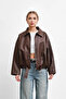 Women's Oversize Leather Jacket with Belt and Buckle, Biker Model, Stylish Coat - 2