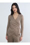 Esvab • Modern & Distinctive Double-Breasted Roba Collar Buckle Detailed Gathered Blouse