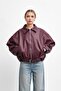 Women's Oversize Leather Jacket with Belt and Buckle, Biker Model, Stylish Coat - 7