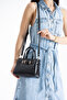 Women's Crossbody and Shoulder Bag with Black Belt Detail - 2