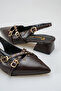 S150 Cross-Strap Open Back Slingback Model Women's Shoes with Gold Studs and Buckle Accessories - 4