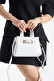 Women's Crossbody and Shoulder Bag with White Belt Detail - 2