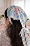 Patterned Fabric Bohemian Crown Bandana with Hanging Guipure Detail