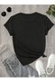 "Special Design That Brings the Royal Style into Street Fashion!" Crowned Teddy Bear Printed Black T-Shirt - 2
