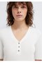 V-Neck Knitted Fitted Cut (Snug Fit) Women's T-Shirt. - 4