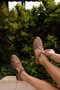Zaffo Women's Nude Genuine Leather Suede Ballet Flats Sandals - 3