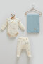 100% Cotton Safari Patterned 3-Piece Baby Set (0-3 Months) - Double-Breasted Bodysuit, Booties, and Muslin Blanket - 2
