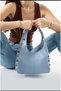 Daily Stylish Design Metal Ring Detail Soft Leather Look Women's Hand and Shoulder Bag Baby Blue - 2