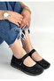 Herşeydrtend Sina Black Genuine Leather Velcro Ballerina Shoes