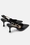 Women's Patent Leather Slingback Side Buckle Gold Shoes Pointed Toe Heel Women's Stiletto - 6