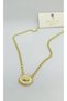Half Ball Chain Stone Oval Detailed Gold Necklace (47+5 cm) - 2