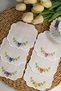 White Cross-Stitched Colorful Flower Embroidered Cocktail Napkins, Stylish Coffee Side Napkins, Set of 6