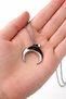 Stainless Steel Crescent Moon Necklace Silver Color 60 cm Chain Unisex - 3