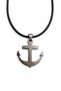 Black Cord Men's and Women's Necklace with Stainless Steel Anchor Figure - 4