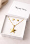 Star Figured Gold Color Stainless Steel Necklace Earring Set Unisex - 4