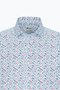 Men's White-Navy Blue Cotton Slim Fit Small Italian Collar Printed Shirt - 8