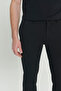 Men's Black 360 Degree Stretch Slim Fit Tie-Waist Knitted Trousers - 5